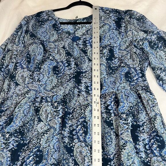 Joie Blue‎ Parisian Paisley Chiffon Balloon Maxi Dress Tiered Ruffles XXL - Picture 7 of 11